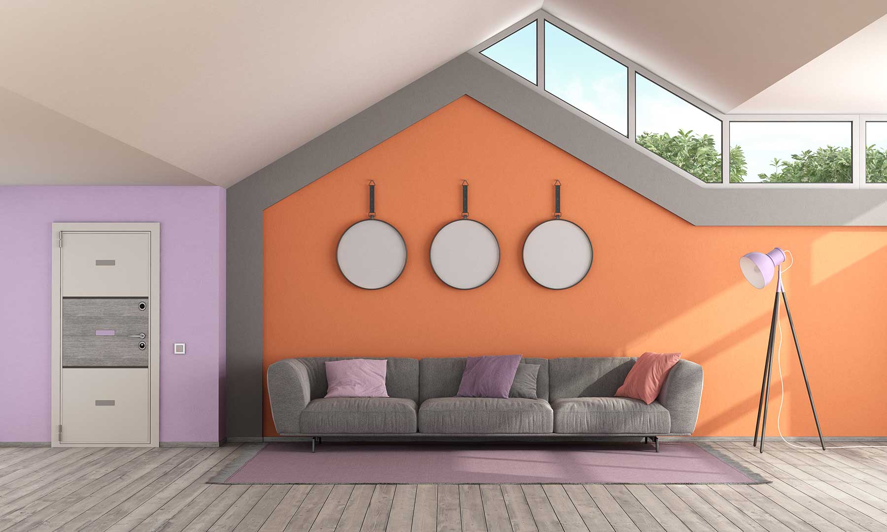 Salon con acabados decorativos - pintores en Barcelona y Maresme